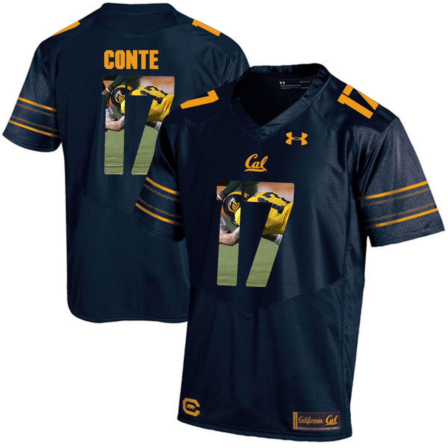 Men California Golden Bears #17 Chris Conte Dark blue Customized NCAA Jerseys1->customized ncaa jersey->Custom Jersey